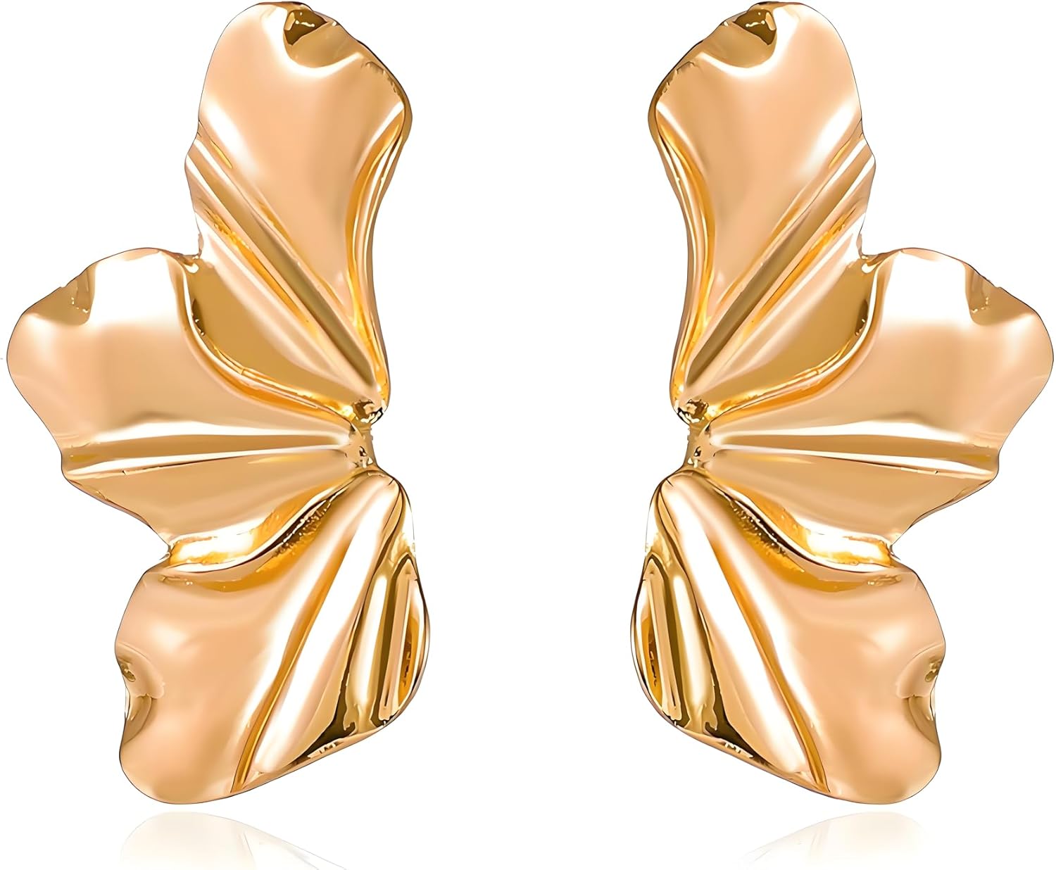 MALOYANVE Gold Statement Geometric Texture Earrings for Women Large Hypoallergenic Flower Earrings Fashion Irregular Minimalism Metal Simple Modern Earrings Statement Trendy Jewelry Gifts