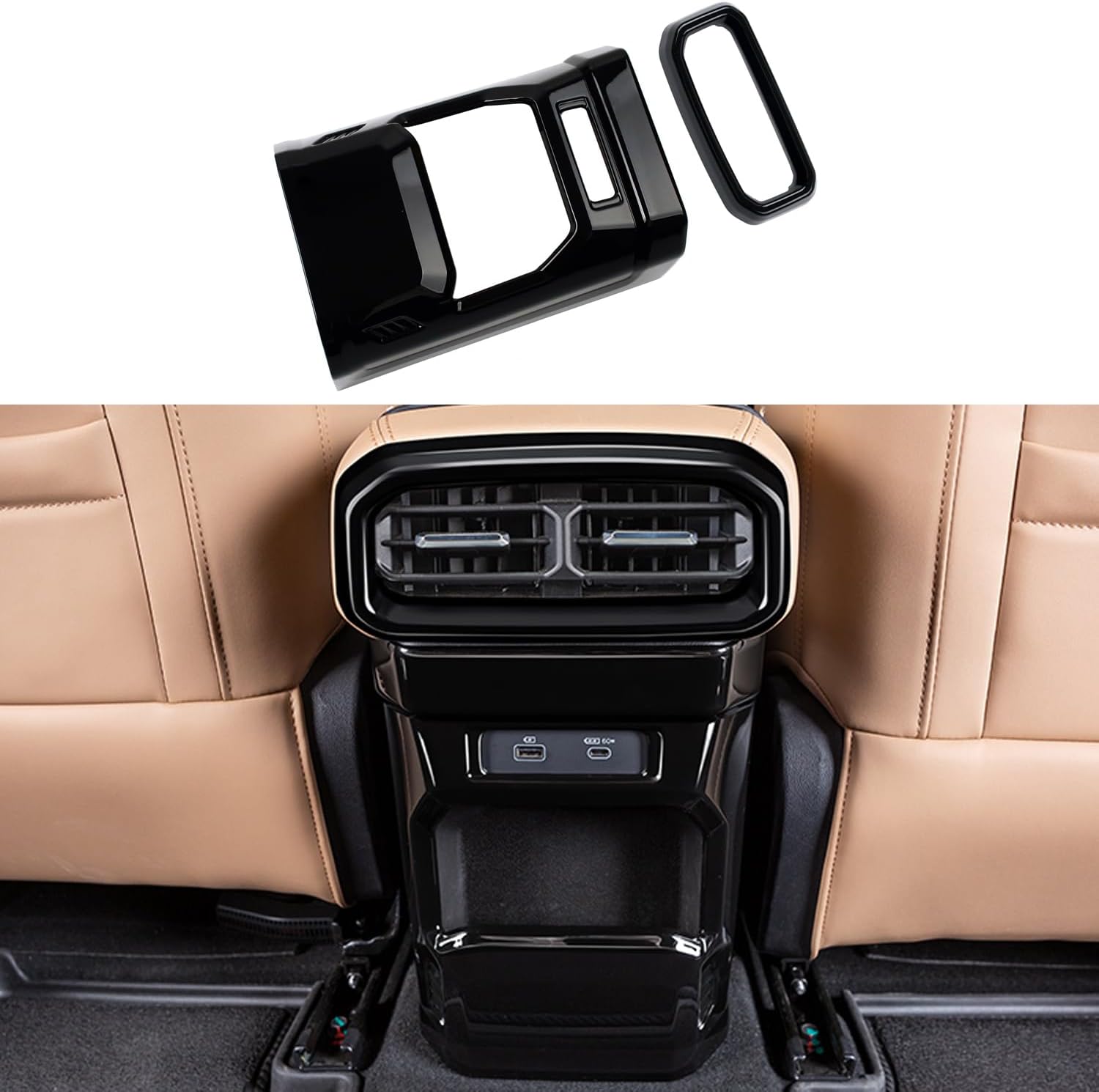 for Jetour Traveller T2 2023-2024 ABS Carbon Fiber Black Rear Air Vent Outlet Cover Trim 2pcs Car Accessories