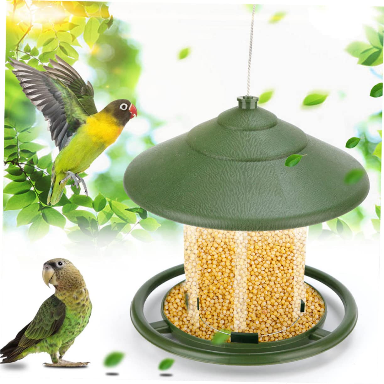 2 Pz Mangiatoia Per Uccelli Animale Domestico Alimentazione Gazebo Ornamenti Da Appendere Al Giardino Distributore Automatico Di Acqua Potabile Corvo Foraggio Kit Plastica