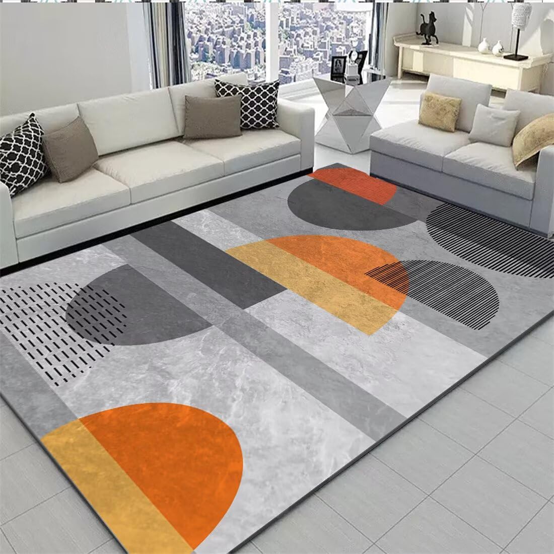 Moquette extérieur 140x200cm orange gris pour réchauffer un salon ou une chambre