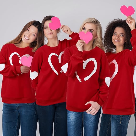 Valentines Day Sweaters for Women Plus Size Heart Sweatshirt Galentines Gifts Sweater Long Sleeve Shirts for Ladies