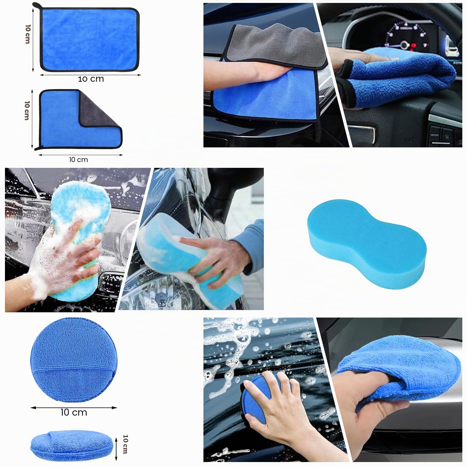 Kit Nettoyage Voiture, 30 Pcs Kit de Brosse Nettoyage Voiture pour l'intérieur et l'extérieur, Kit de Lavage de Voiture Inclure Brosses, Éponges de Polissage, Sac de Transport Pratique Inclus