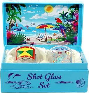 Grenada Caribbean Boxed Shot Glass Set (Set of 2)