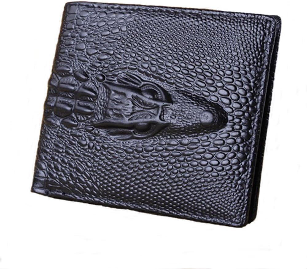 Men's 3-D Alligator Crocodile Design Leather Wallet Black