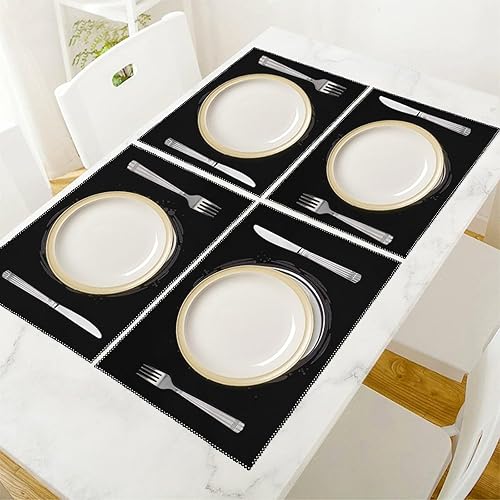 Miniatura 5 de America & Japan Flag Yin-yang Placemats Set of 6 Resistant Table Mats Washable Place Mats for Dinner Party Table Decoration