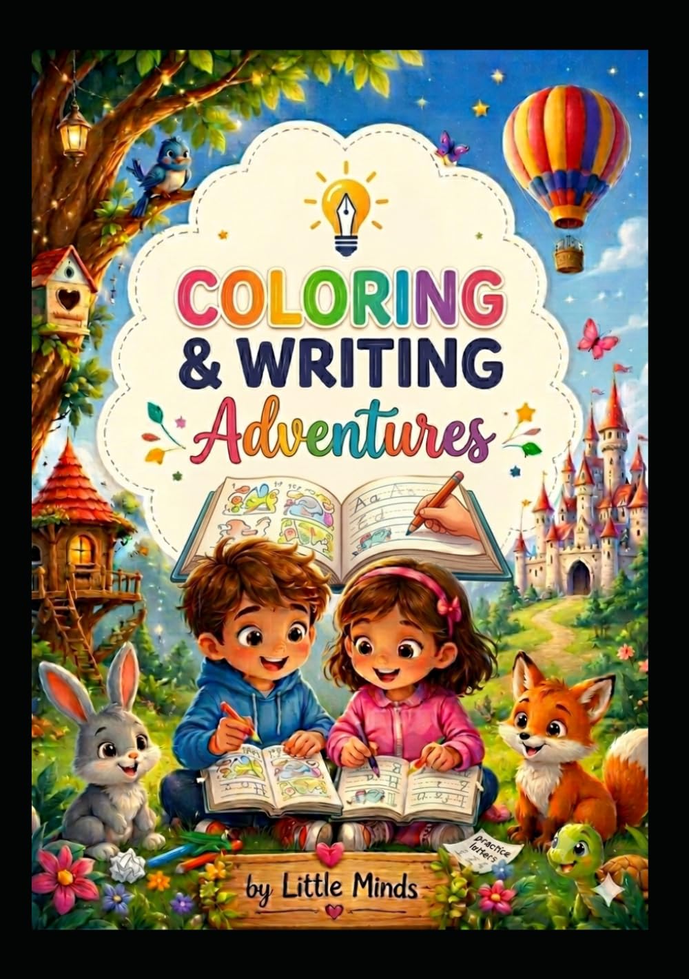 Little Minds: Coloring and Writing Adventures: Animal-Themed Coloring and Early Writing Workbook for Young Learners
