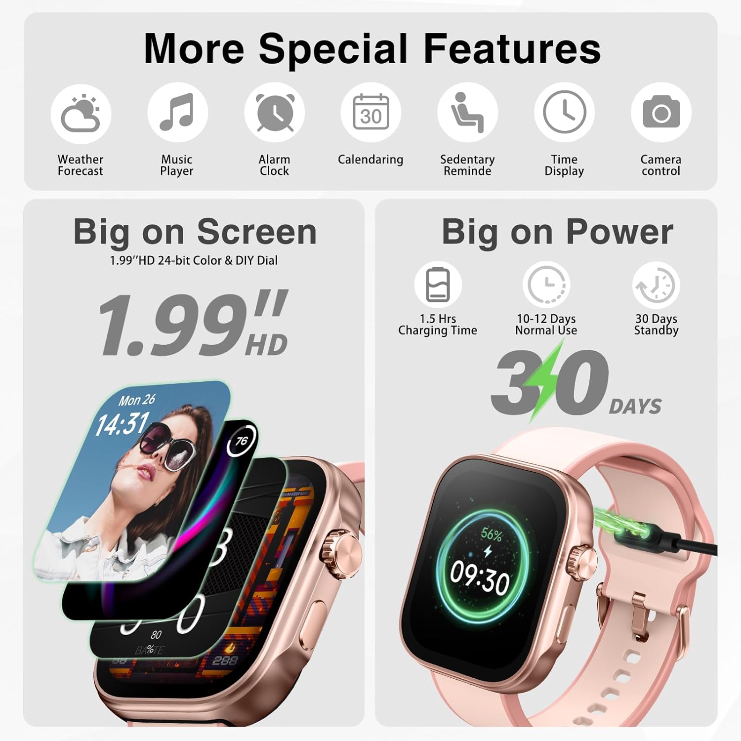 YMZ GTX13 Smartwatch charging with a green charging indicator