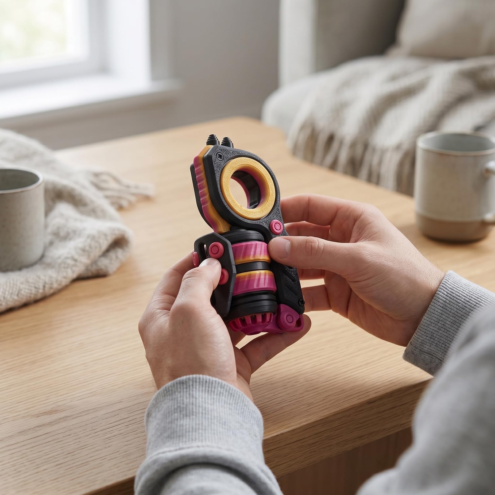 Jiawu Zmysłowa Zabawka Fidget, materiał PLA Wiele Trybów Zabawy Fidget Slider Zabawka, Suwak na Palcu z Koralikami Magnetycznymi Dźwięki Toczenia dla Dorosłych Nastolatki Biuro Klasa