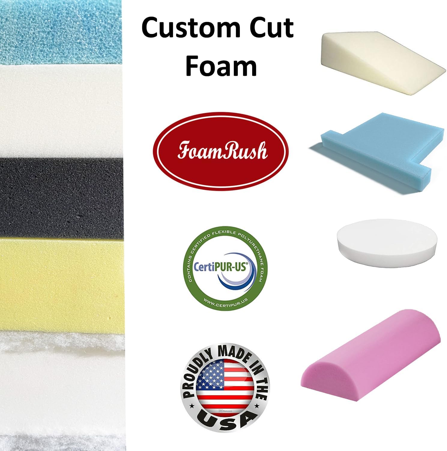 FoamRush 3" x 18" x 72" Water-Resistant Dry Fast Outdoor Upholstery Foam Sheet for Outdoor & Marine Furniture (Chair Cushion Foam for Patio Furniture, Boat Seat Cushion Replacement)