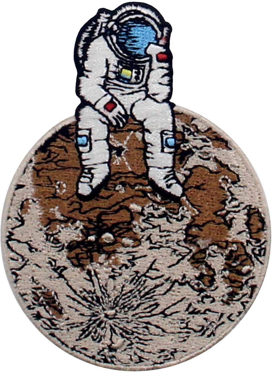 Astronaut Spaceman Lost in Lonely Planet Patch Embroidered Applique Iron On Sew On Emblem