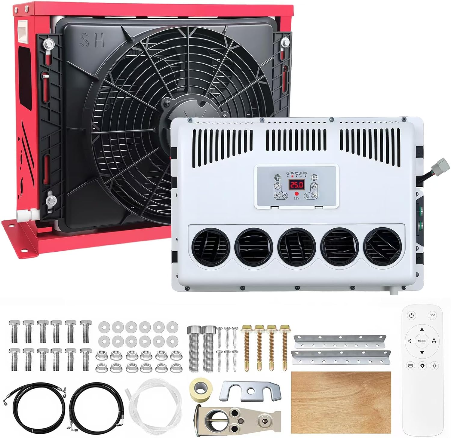 12V AC unit RV air conditioner mini split type electric air conditioner unit truck cab air conditioner is fit for camping vehicles trucks RVs trailers excavators vans with fast cooling low noise