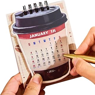 2026年 デスクカレンダー コーヒーテーマ スケジュール | 小型デスクカレンダー 2026 年用 ミニ卓上スケジュール オフィス 家庭 教室 冷蔵庫 父 男性 女性 子供用など