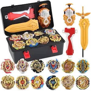 PWTAO Bey Battling Top Burst Launcher Grip Toy Blade Set Game Storage Box 8 Top Burst Gyros 3 Launchers Great Birthday Present for Boys Children Kids