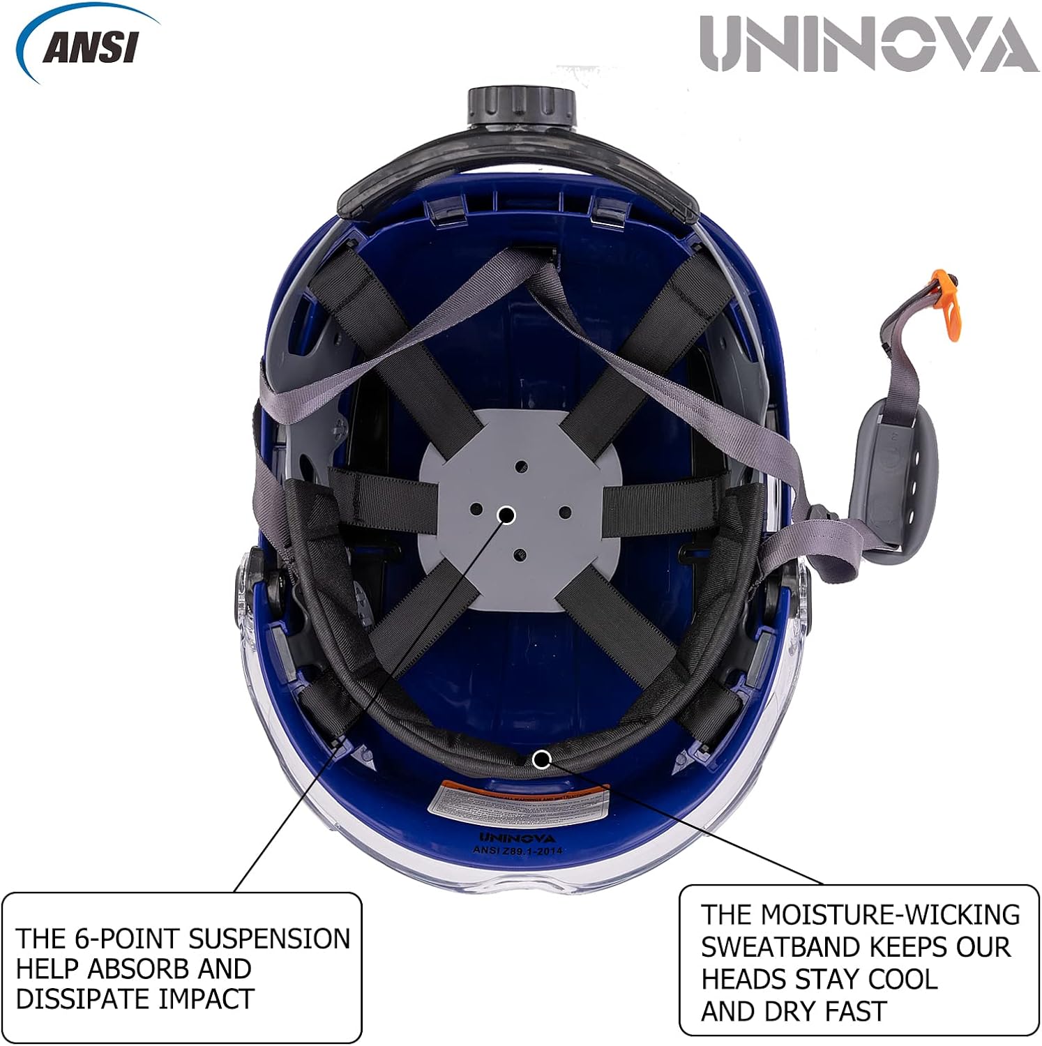 UNINOVA Hard Hat Ear Protection and Visor ANSI Z89.1 Vented ABS Forestry Arborist Tree Climbing Construction Helmet Ear Protection