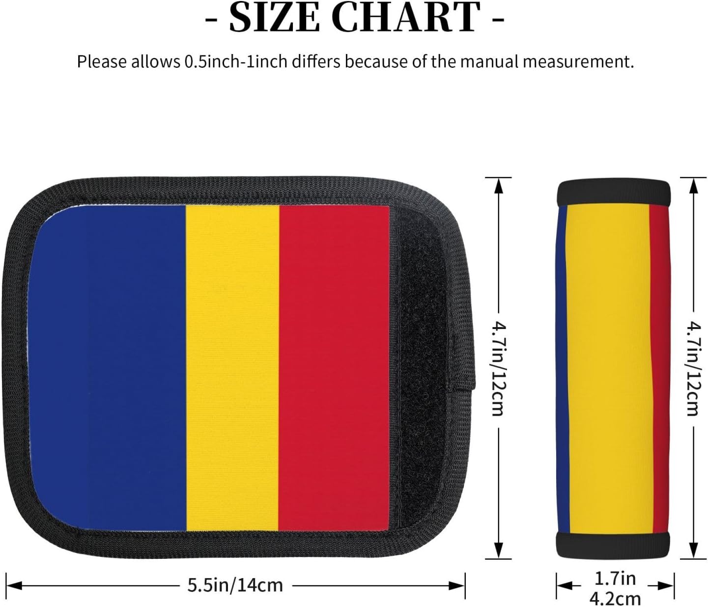 Flag of Romania Print 2 Pack Luggage Handle Wrap for Suitcase, Comfort Soft Handle Covers, Luggage Accessories