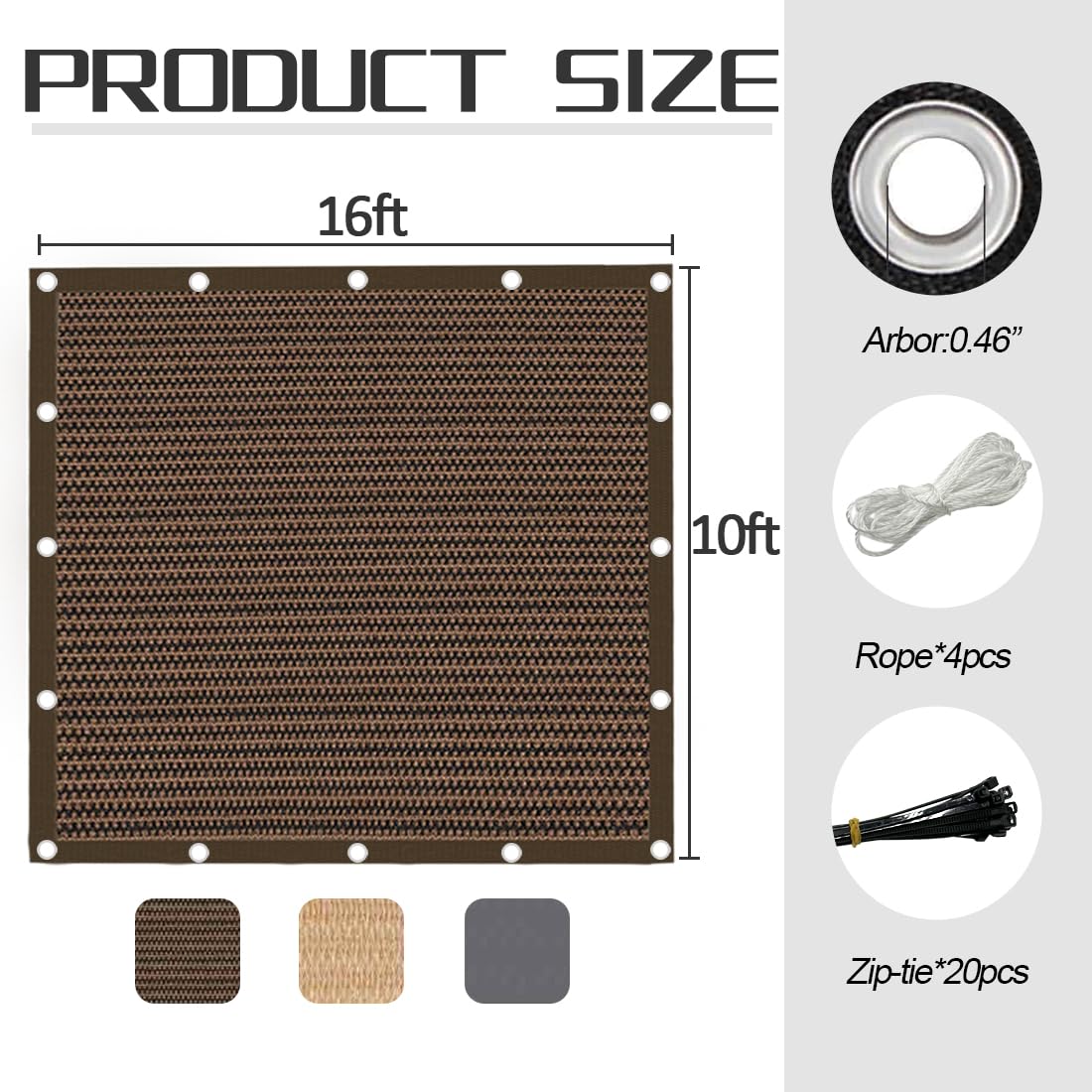 Shade&Beyond Sonnenschutztuch – 1,8 X 3 M, 90% UV-Schutz, Mit Ösen, Farbe Mokka, Für Terrasse & Garten