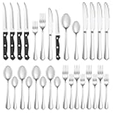 24 Pcs Silverware Set with Steak Knives Service for 4,Stainless Steel Flatware Set,Mirror Polished Cutlery Utensil Sets,Home Kitchen Eating Tableware Sets,Include Fork Knife Spoon,Dishwasher Safe