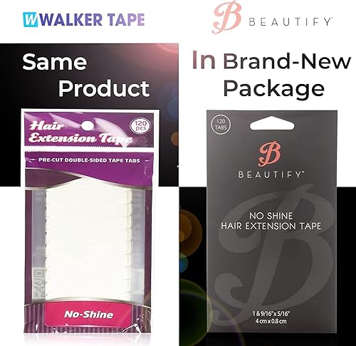 Miniatura 2 de Beautify - Pestañas de cinta de extensión de cabello sin brillo, cinta de repuesto de doble cara para extensiones de cabello, 120 pestañas por