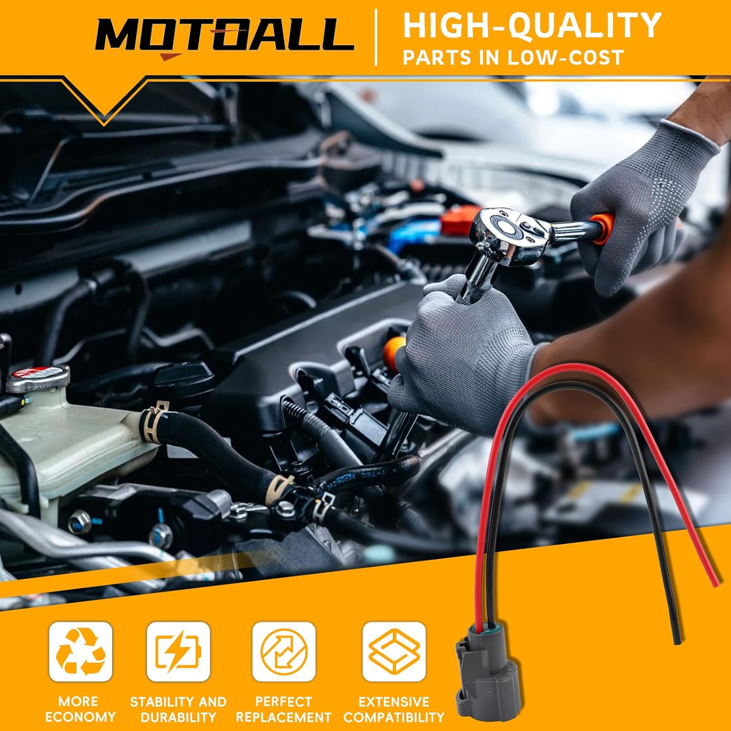 MOTOALL VTEC Power Steering Oil Pressure Switch Sensor Connector & VTEC Solenoid Plug Pigtail Wire Harness Lead Wiring Loom Female for Dorman 645-203 Honda Accord Civic Prelude Odyssey Integra