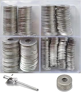 300pcs Back_up 100% Aluminum Rivets Washers Assortment kit, Multiple Aluminum Washers for Using by Rivets 1/8" 3/16" 1/4", for Rivets Size M3,M5, M6, (298)