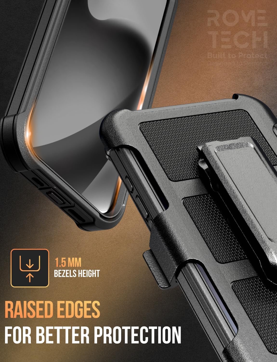 Designed for iPhone 17 Case with Belt Clip Holster, Slim Cover Phone Case for iPhone 17 - Black