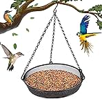 Hanging Bird Feeder, Birdfeeder Hanging for Garden Yard Outside Hanging Bird Feeder Tray - Metal Mesh Platform Feeders for Birds Outside Outdoors Hanging for Attracting Birds - Original