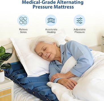 Alternating Air Pressure Mattress, Low Air Loss Hospital Bed Mattress with Adjustable Pump for Pressure Sore Relief, Pain Relief & Comfort for Seniors Bedridden Home Use