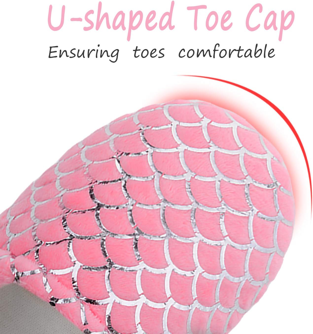MIXIN Girls Slippers Mermaid Princess No-Slip Memory Foam Slippers Soft Rubber Sole House Shoes for Bedroom Indoor Outdoor (Toddler/Little/Big Kid)