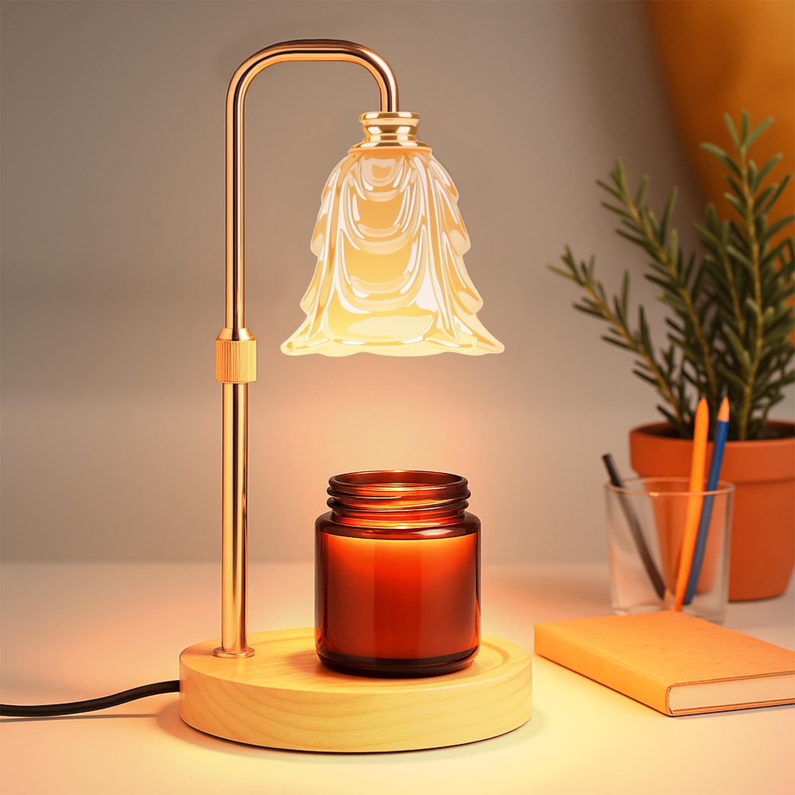 EPIMA Candle Warmer Lamp with Timer and Dimmer, Electric Wax Warmers for Scented Candles with 5 Brightness Settings, Anti-Glare Lamp with Adjustable
