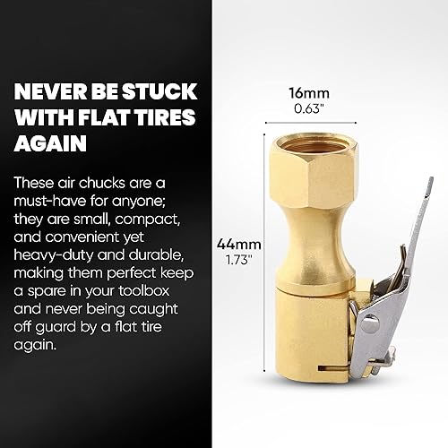 Miniatura 12 de RamPro Mandril de aire, neumático de bloqueo resistente de flujo abierto, con conexión rápida, latón macizo, rosca NPT hembra de 1/4 pulgadas, 250