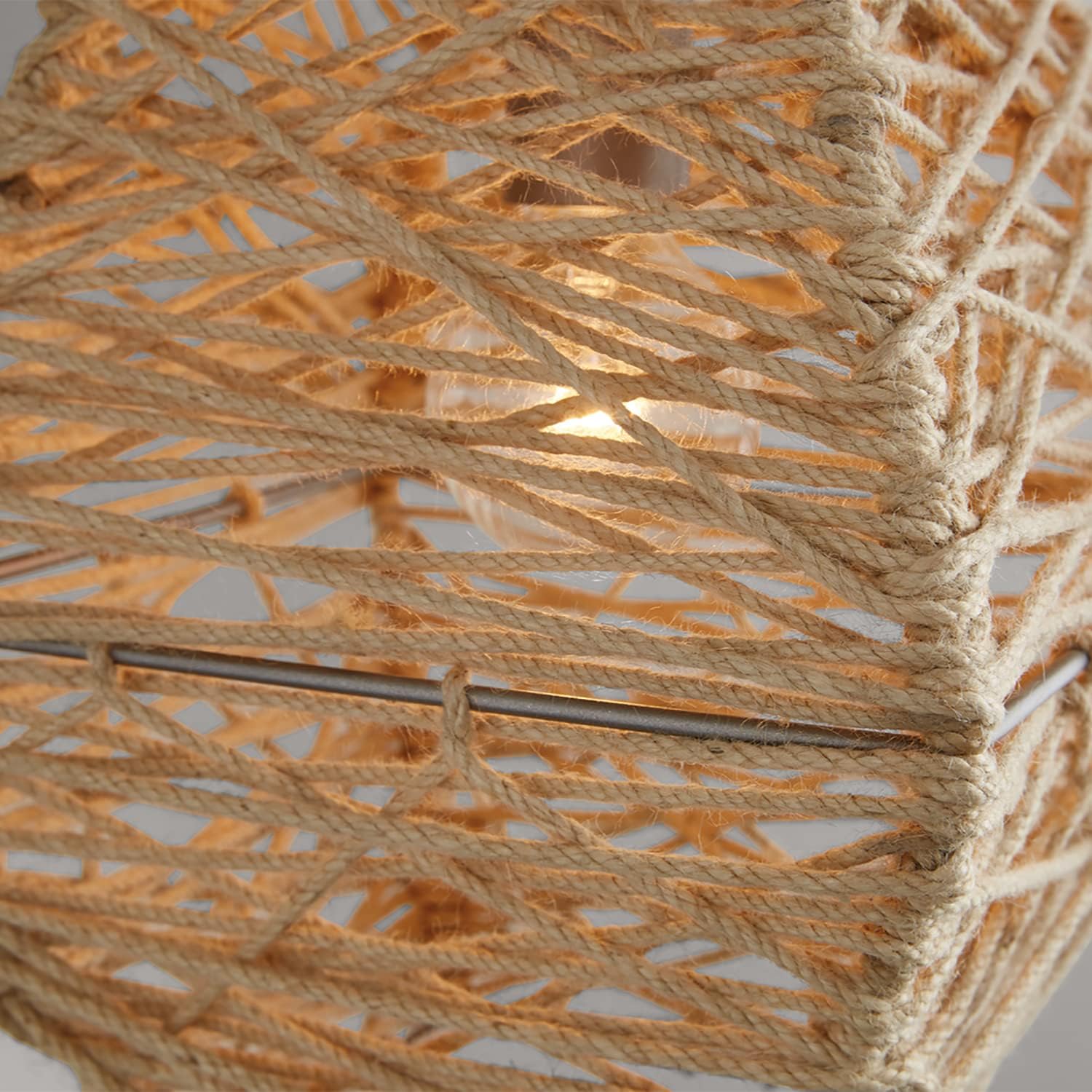 Capital Lighting 335213NY Finley Hand-Woven Natural Jute Pendant, 1-Light 100 Watt, 17" H x 11" W, Natural Jute/Grey