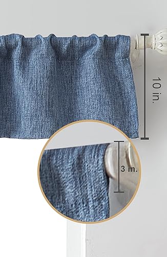 Miniatura 3 de Cenefas para Ventana Paquete de 2, Solo cenefas de cocina, Cortinas Cenefa Opacas con Textura de Lino Estilo de Granja, 104 pulgadas de Ancho (52x10