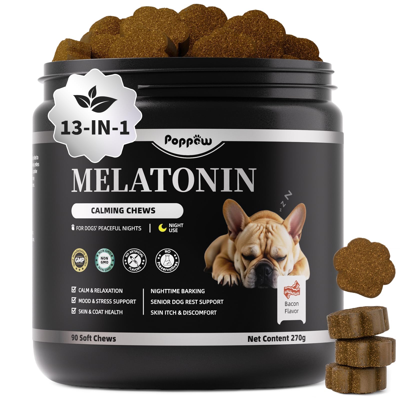 Poppaw Dog Melatonin Calming Chews