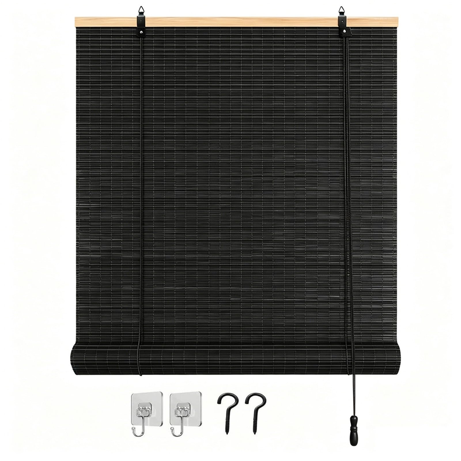 Store enrouleur bambou noir W60xH120cm pour l'intérieur et l'extérieur