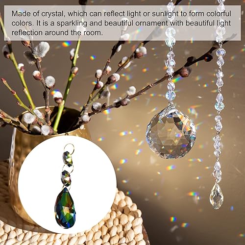 Miniatura 5 de PATIKIL Lágrima de cristal transparente, paquete de 5 prismas de araña de 1.496 pulgadas, cuentas colgantes con cuentas octogonales de 0.555