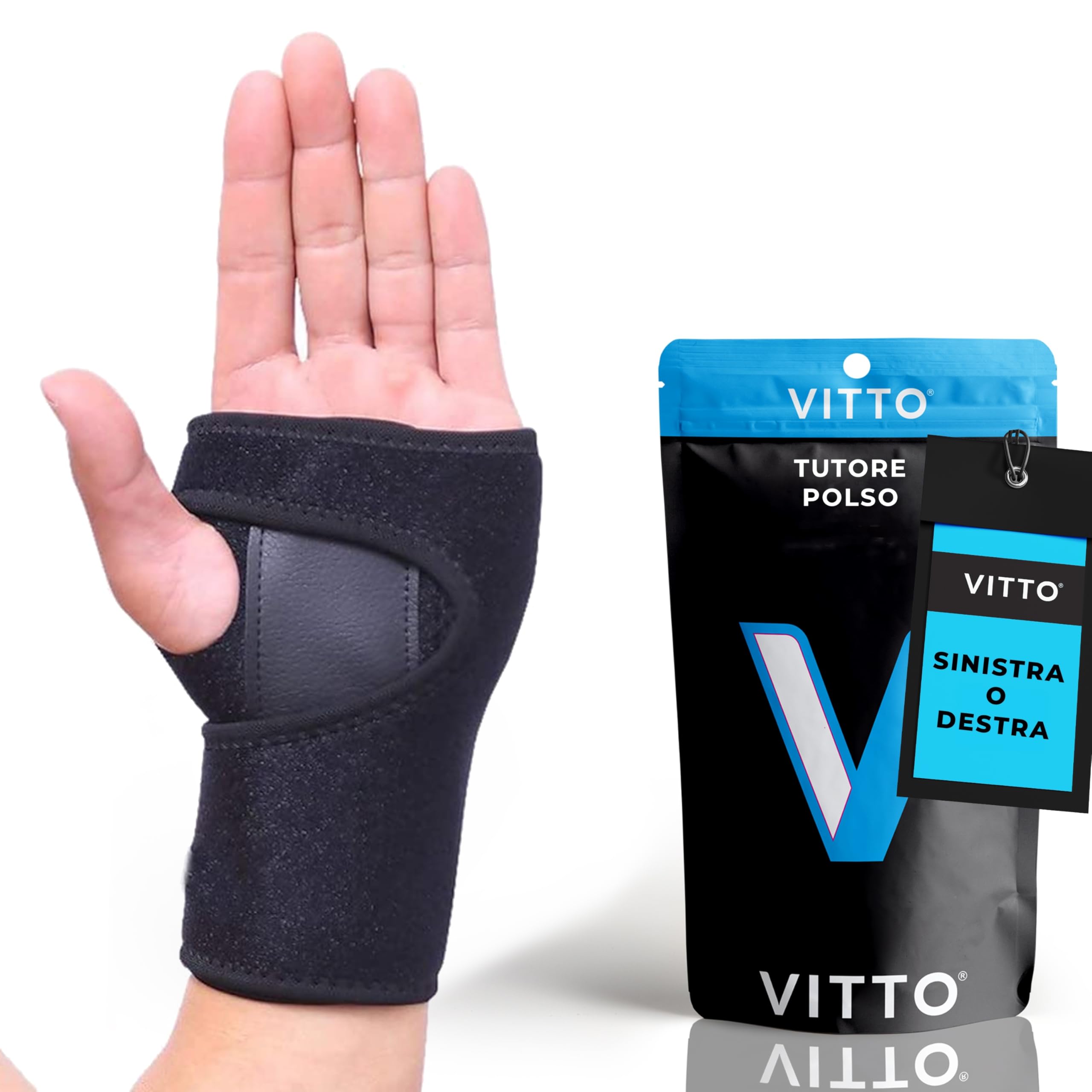 VITTO Tutore Polso - Polsiera per Sollievo dal Dolore per Tunnel Carpale, Slogature, Tendinite e Artrite (Sinistra, L/XL)