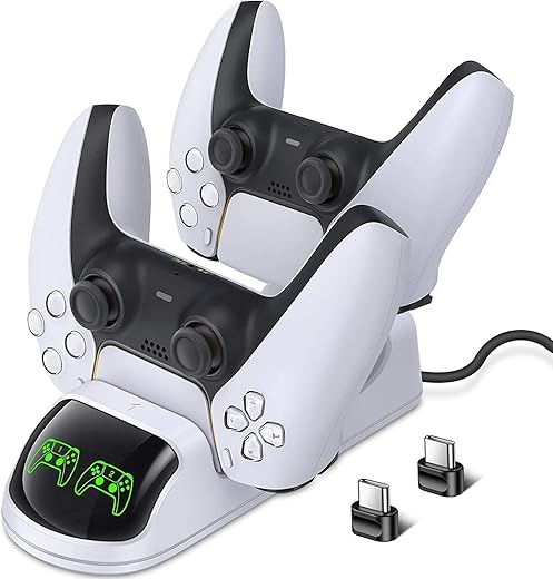DOBE PS5 Controller Charger, Upgraded Playstation 5 Charging Station Dock with LED Indicator, Safety Chip Protection, Dual USB Type C Fast…