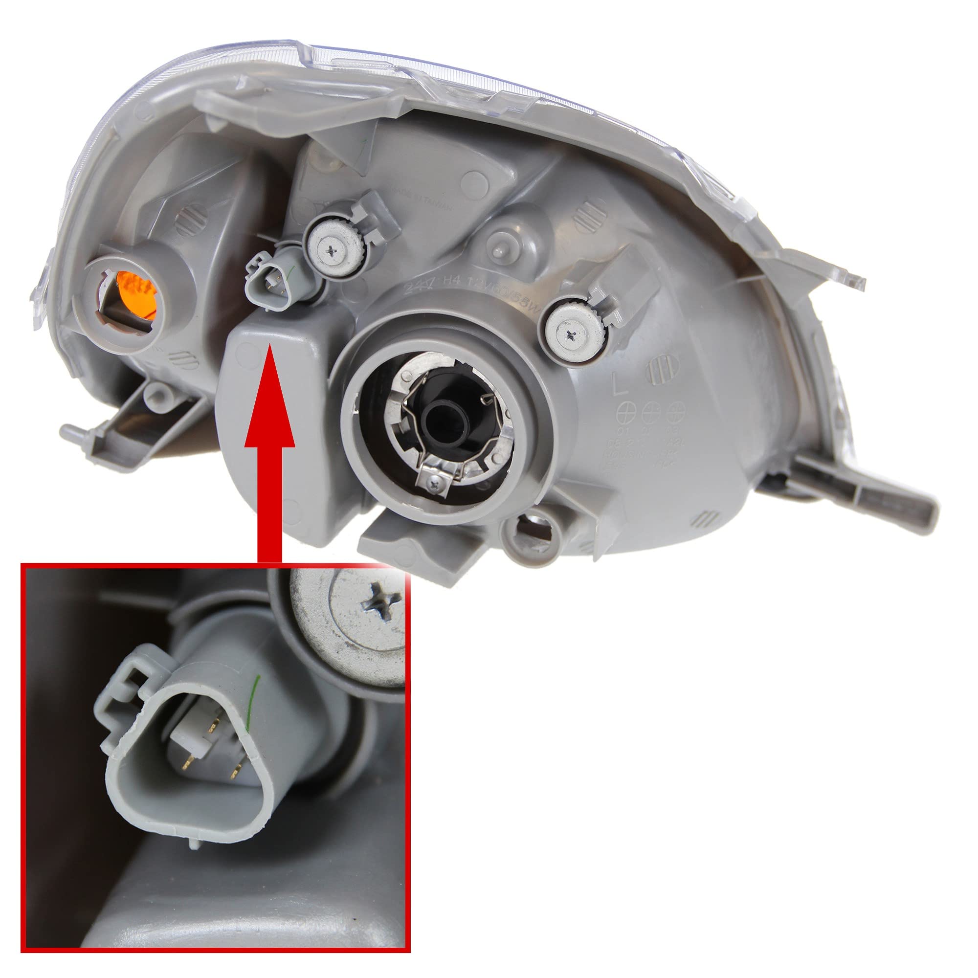 ATEC Germany 2x fari anteriori sinistro + destro H4 con servomotore per il livellamento dei fari per tipo Ichikoh, compatibile con TOYOTA YARIS (_P1_)