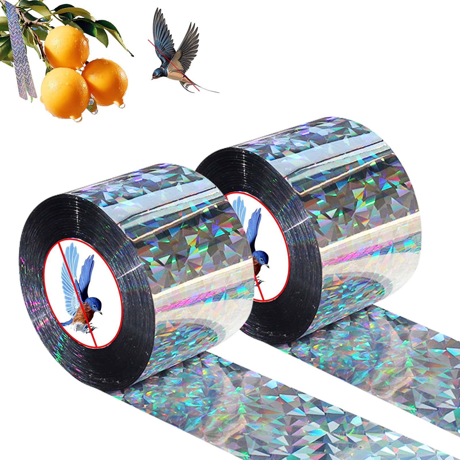 Sprießen 2 Rollos De Cinta Reflectante Aves, Cinta Repelente De Pajaros, 80M X 2.4CM, Reflectante Cinta Reflectante Aves, Cinta Para Pájaros, Para Proteger Casas, Jardines, Patios, Plantas, Frutas