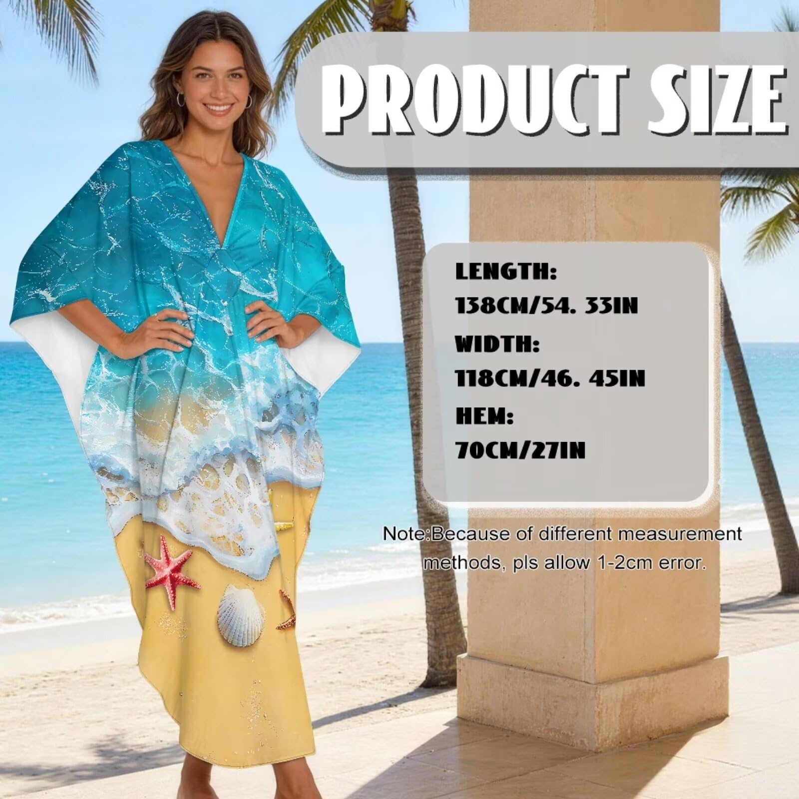 Poceacles Abito caftano taglie forti per donna abito casual estivo 2026 maxi abito hawaiano copricostume da bagno copricostume da bagno