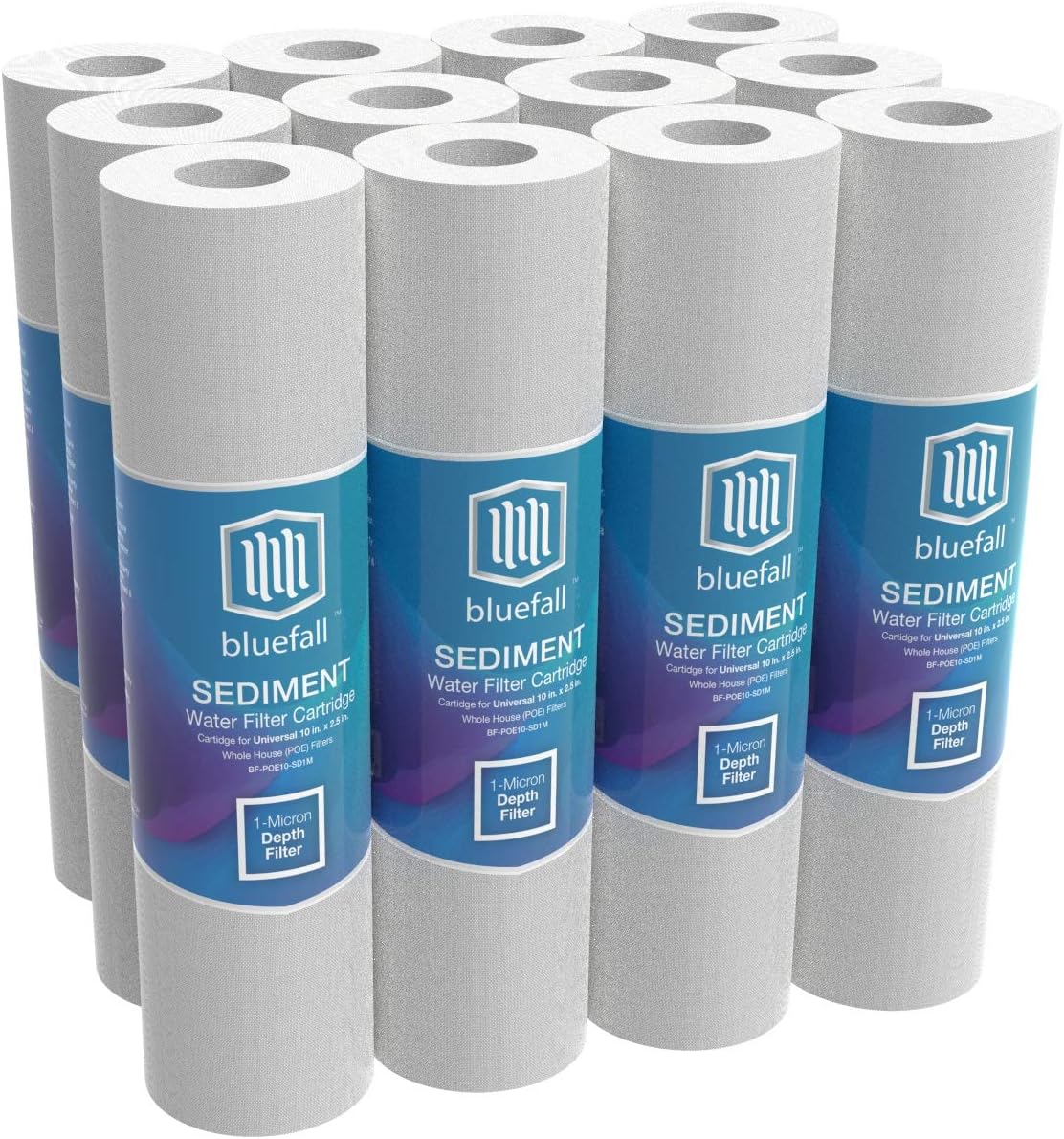 1 Micron Sediment Filter 10" x 2.5" Whole House Water Filter Sediment Water Filter Replacement Cartridge Compatible with Any 10 inch Reverse Osmosis Water Filtration System Value Pack (12)