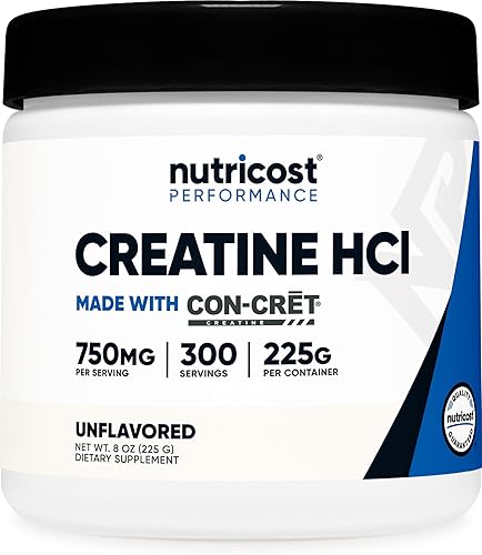 Nutricost Creatina HCl en polvo (8 onzas) - Hecho con creatina CON-CRET, 300 porciones