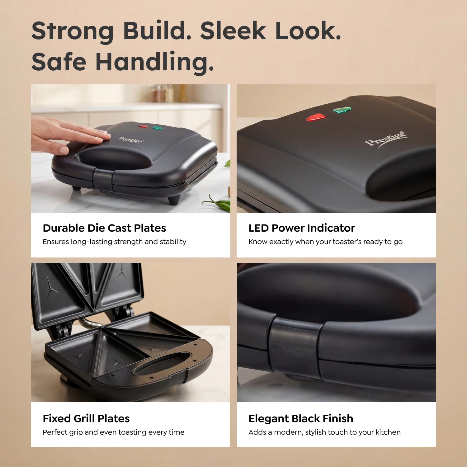 Prestige PSMFB 800 W Sandwich Toaster with sandwich plates|Makes multi-layered sandwiches|Black|1 year warranty 4