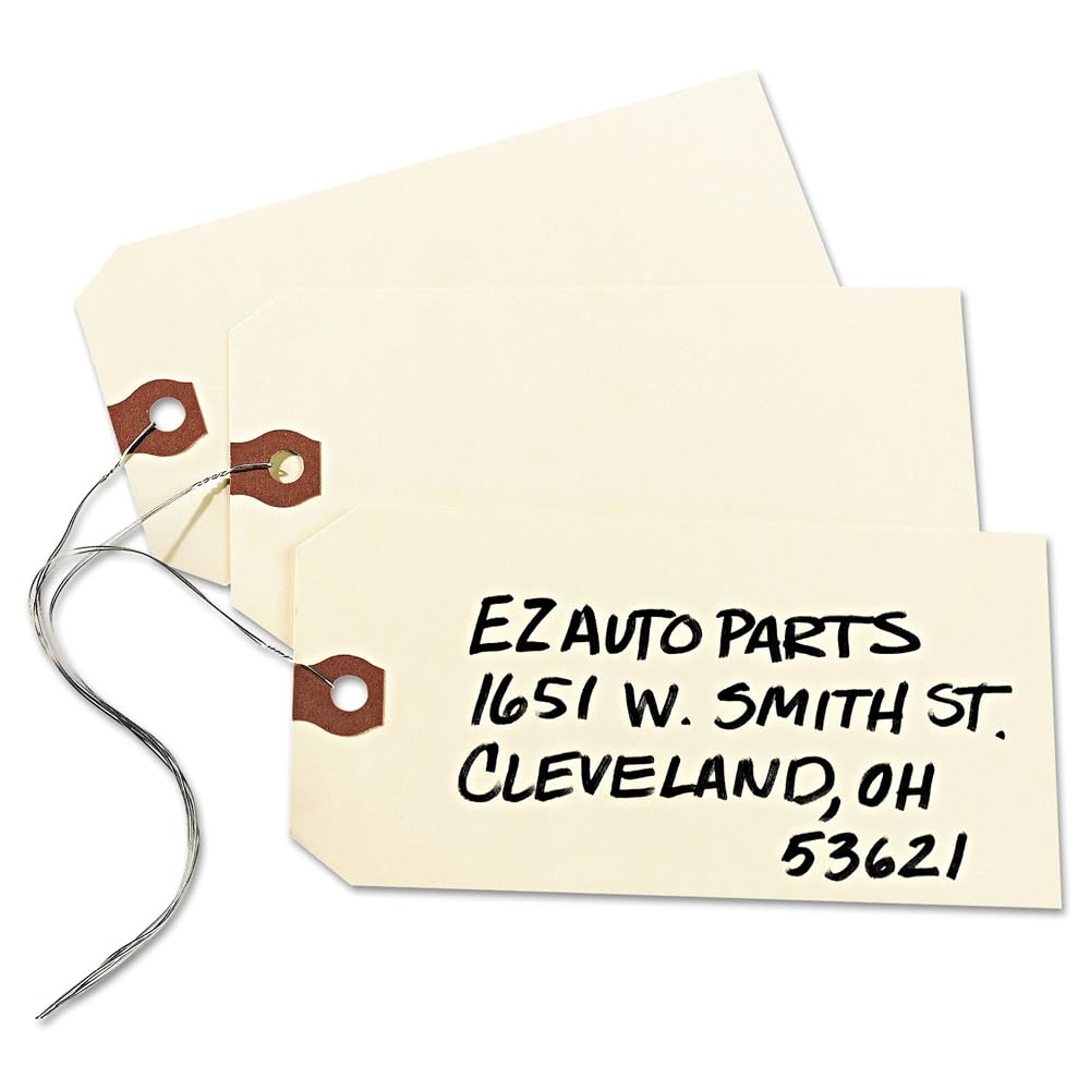 Avery Double Wired Shipping Tags, 11.5 pt. Stock, 5.25 x 2.63, Manila, 1,000/Box