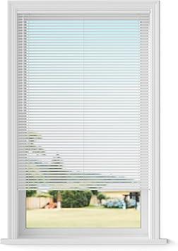 Lumino 1" Aluminum Mini Blinds, 35" W x 60" L White | Cordless, Durable, Waterproof, Custom Sizes