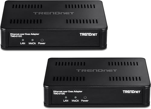 Miniatura 8 de TRENDnet Adaptador Ethernet sobre coaxial MoCa 2.5 (paquete de 2), TMO-312C2K, compatible con MoCA 2.01.11.0, puerto LAN RJ-45 Gigabit, soporta