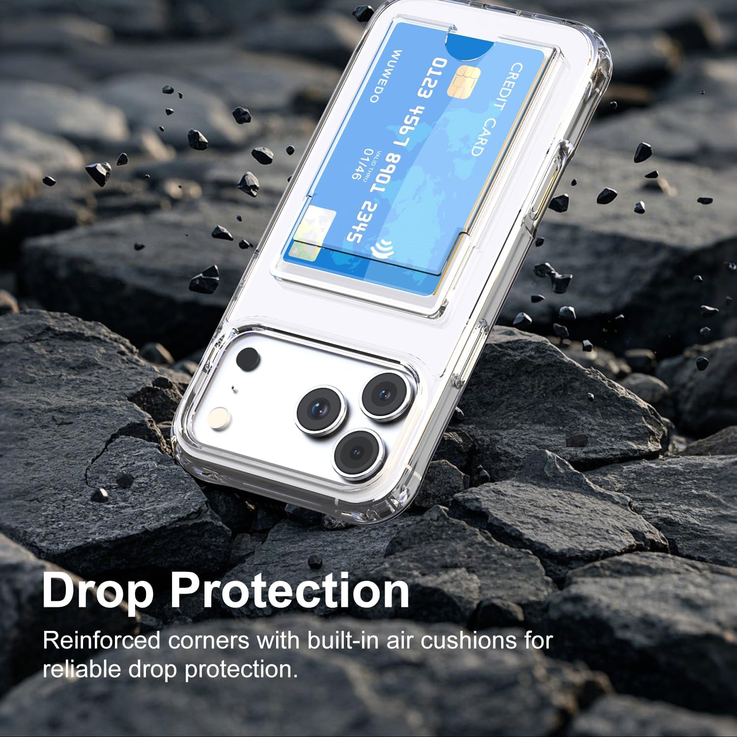 for iPhone 17 Pro Max Clear Slim Wallet Case, Holds 1-2 Cards, Anti-Yellowing, Hybrid Protective Phone Case with Card Holder, 6.9" 2025 - Image 5