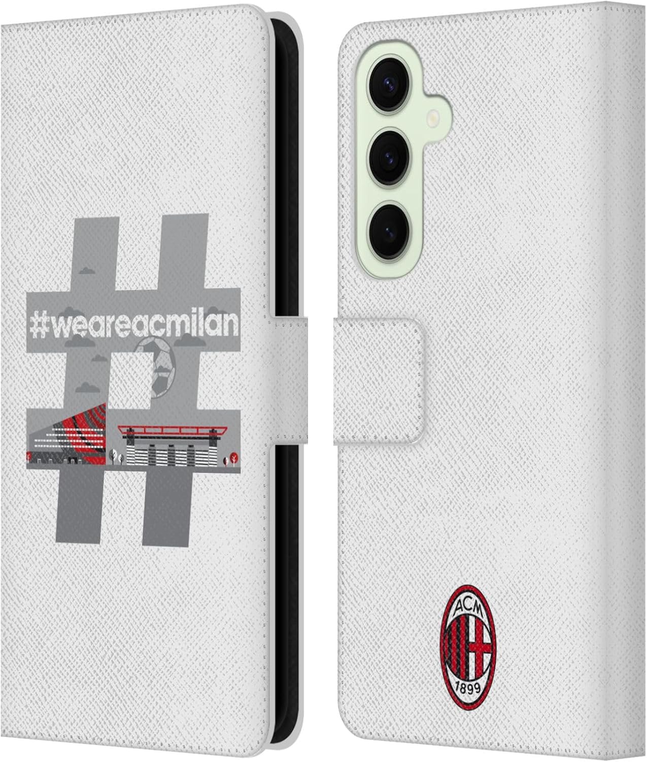 Head Case Designs Officially Licensed AC Milan Hashtag Adults Leather Wallet Case Compatible with Samsung Galaxy S25+