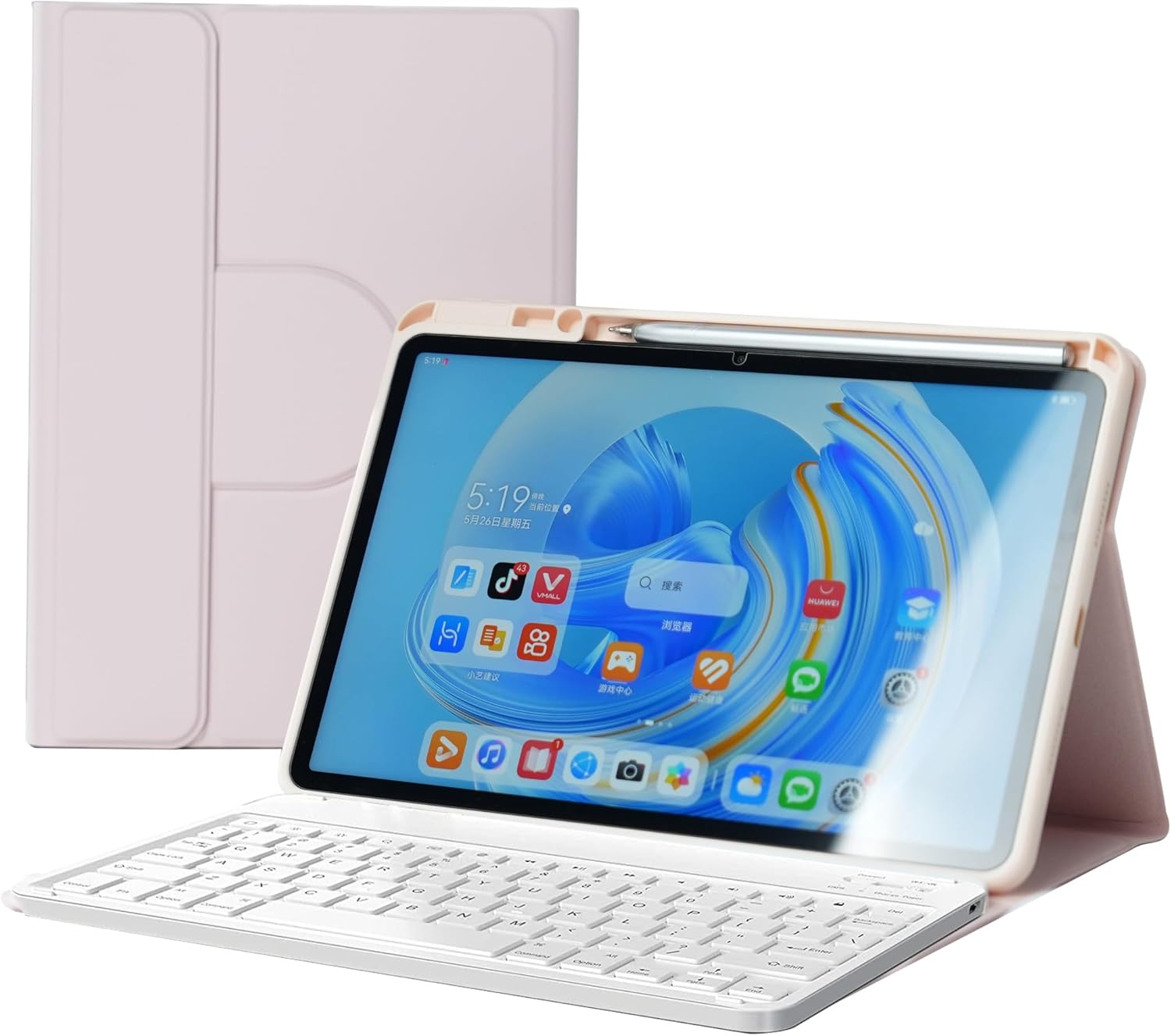 Ñ Spanish Keyboard for Huawei Matepad 11.5 2023, 360° Rotating Magnetic Case with Pen Holder, Detachable Bluetooth Keyboard (Black1)