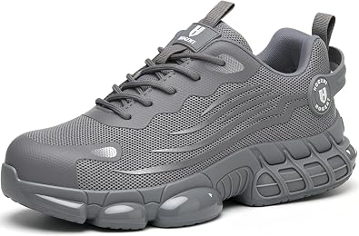Hogent Steel Toe Shoes for Men Women, Ultra Lightweight Premium Comfortable Work Sneakers, Puncture Proof Air Cushioned AllDay Wear Safety Toe Shoes for Industrial Construction Warehouse Factory Work